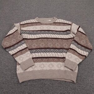 Vintage Giorgio‎ Di Firenze Sweater Mens Medium Brown Fair Isle Wool Knit Italy